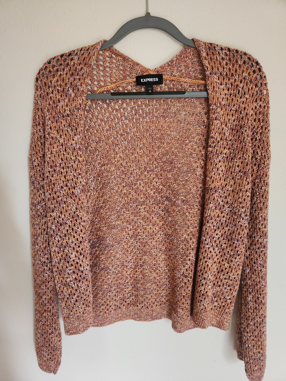 Express Open-Weave Knit  Multicolor Sweater Cardigan - Pink, Tan, Brown